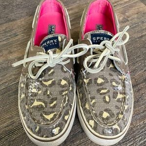 Speery- Bahama Grieg Leopard Sequin- boat shoe